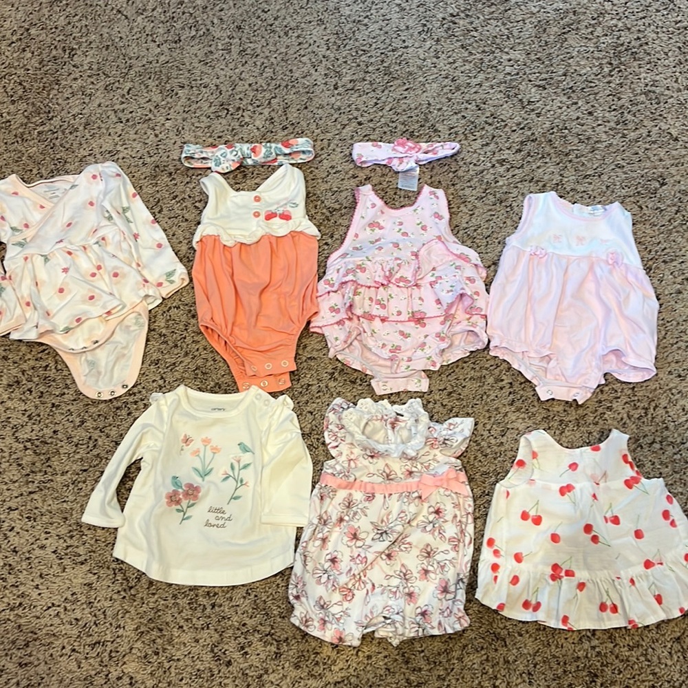 Baby dress/romper/shirt bundle 0-3 and 3-6months